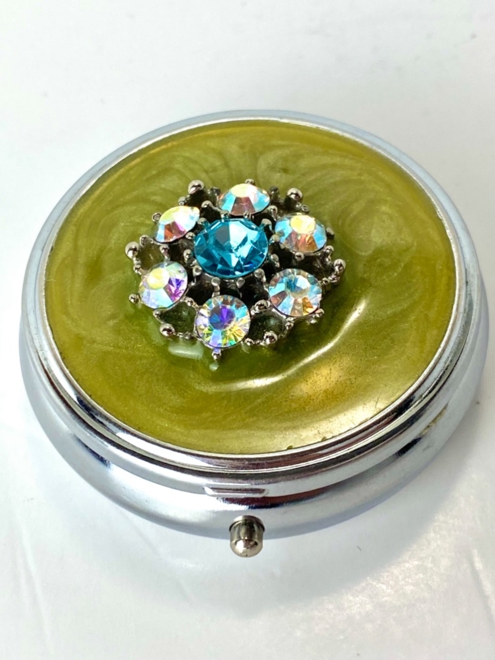 Vintage Y2K Collectible Pill Case Bejeweled with Swarovski Crystals - Picture 2 of 7